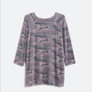 Market & Spruce Paulsen Brushed Knit Camo Pink Top 2x
